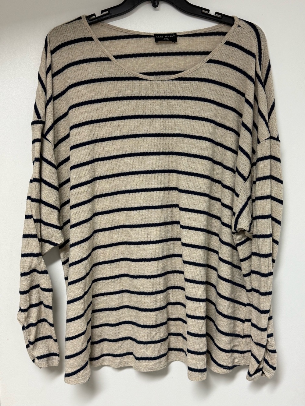 Lane Bryant Cream and Navy Striped Knit Sweater 26/28